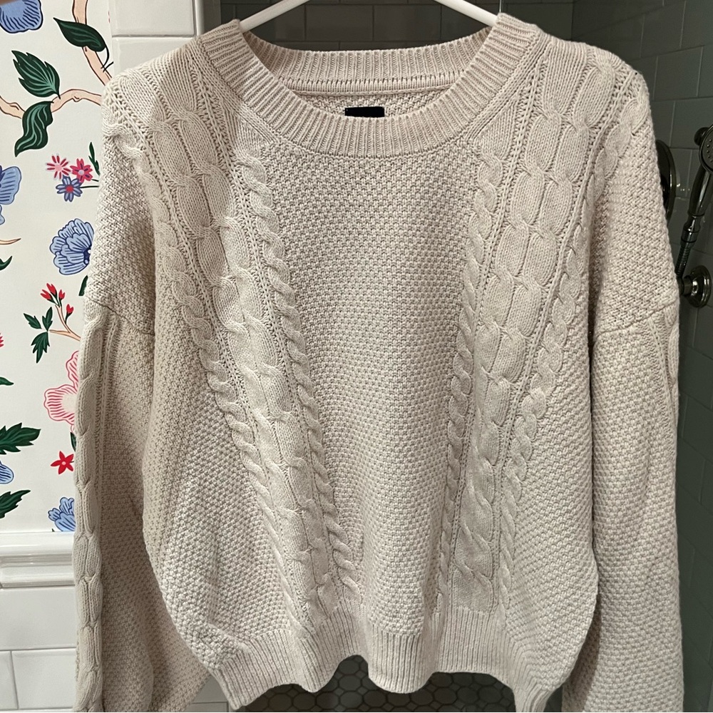 Gap, Cream, size Large, Cable Knit Sweater